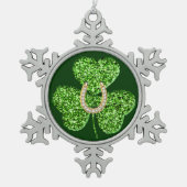 Glitter Shamrock en Hoefijzer Snowflake Ornament (Voorkant)
