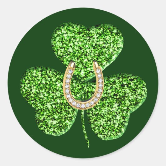 Glitter Shamrock en Hoefijzer Stickers (Voorkant)