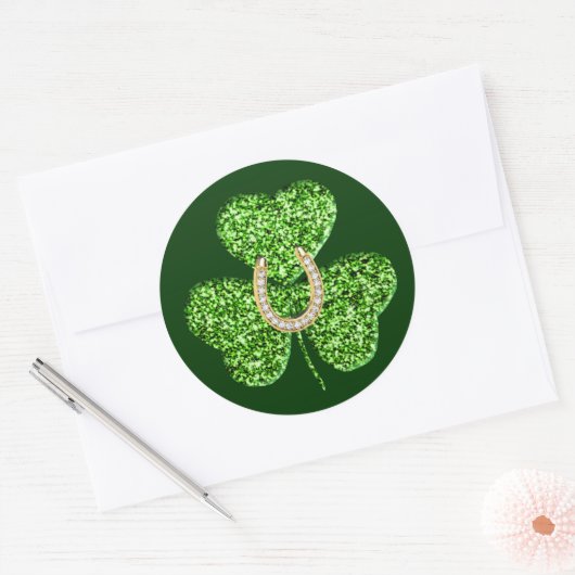 Glitter Shamrock en Hoefijzer Stickers (Envelop)