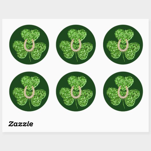 Glitter Shamrock en Hoefijzer Stickers (Vel)