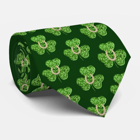 Glitter Shamrock en Hoefijzer Stropdas (Opgerold)