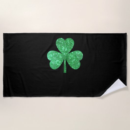 Glitter Shamrock Irish Mannen Dames St Patrick's D Strandlaken (Voorkant)