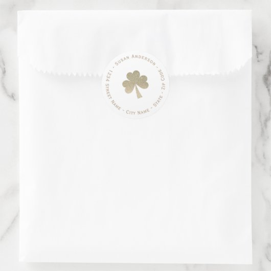 Glitter Shamrock Retouradreslabel Ronde Sticker (Tas)