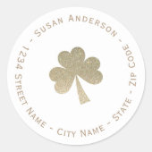 Glitter Shamrock Retouradreslabel Ronde Sticker (Voorkant)