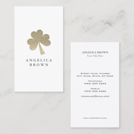 Glitter Shamrock Visitekaartje (Voorkant / Achterkant)
