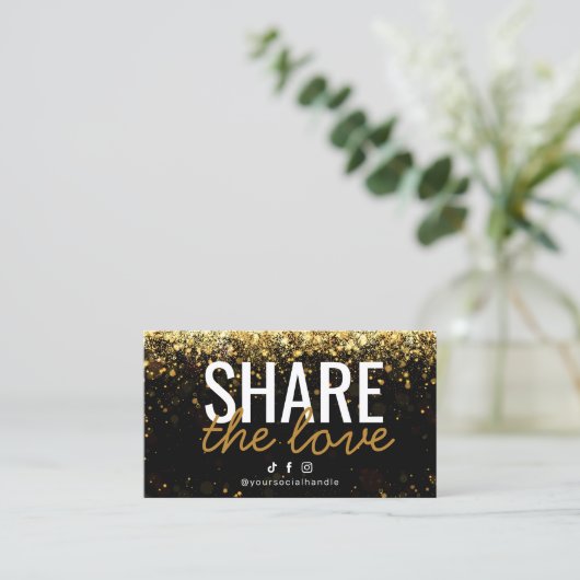 Glitter Share the Love Reference Card Visitekaartje (Staand voorkant)
