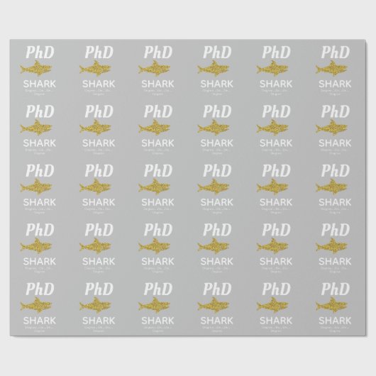 Glitter Shark Gray PhD Afstuderen Cadeaupapier (Vlak)