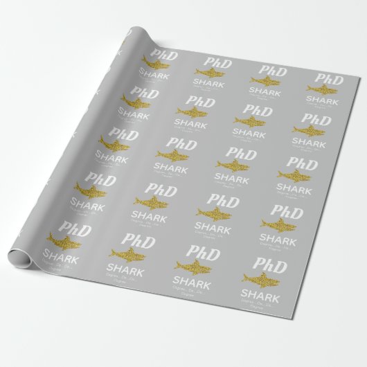 Glitter Shark Gray PhD Afstuderen Cadeaupapier (Uitgerold)