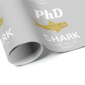 Glitter Shark Gray PhD Afstuderen Cadeaupapier (Rol Hoek)