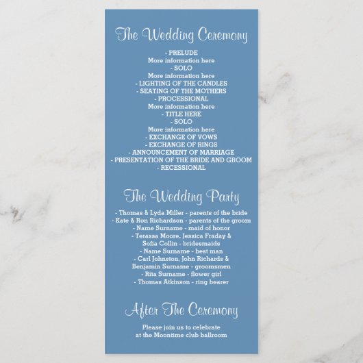 Glitter Shimmer Blue String Lights Programma Programmakaart (Achterkant)