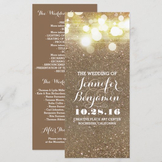 Glitter Shimmer Chic String Lights Programma Programmakaart (Voorkant / Achterkant)