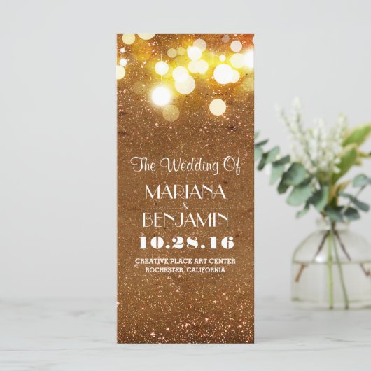 Glitter Shimmer Golden Blush String Lights Program Programmakaart (Staand voorkant)