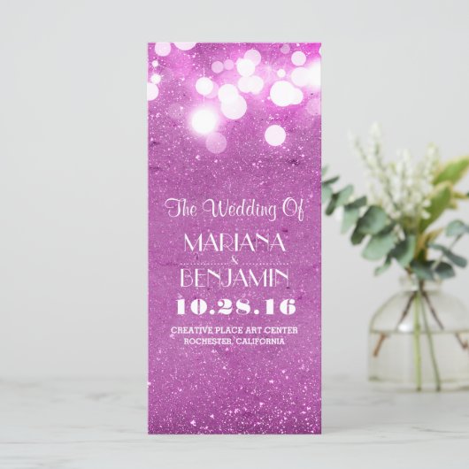 Glitter Shimmer paarse String Lights Programma Programmakaart (Staand voorkant)