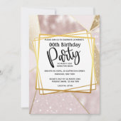 Glitter shimmer roos roze goud geometrische partij kaart (Voorkant)