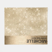 Glitter & Shine Name Gold ID673 Fleece Deken (Voorkant (Horizontaal))