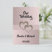 Glitter shine sequentie twee harten trouwliefde pe kaart (Staand voorkant)