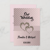 Glitter shine sequentie twee harten trouwliefde pe kaart (Voorkant / Achterkant)