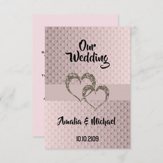 Glitter shine sequentie twee harten trouwliefde pe kaart (Voorkant / Achterkant)