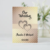 Glitter shine sequentie twee harten trouwliefde pe kaart (Staand voorkant)