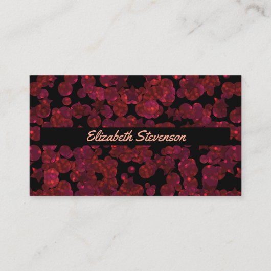 Glitter shine sequin confetti cirkels rood persoon visitekaartje (Voorkant)