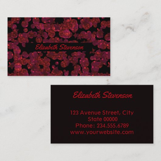 Glitter shine sequin confetti cirkels rood persoon visitekaartje (Voorkant / Achterkant)