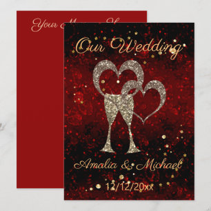 Glitter shine sequinetglazen champagne harten kaart