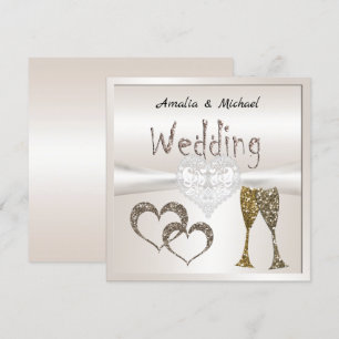 Glitter shine sequinetglazen champagne harten kaart