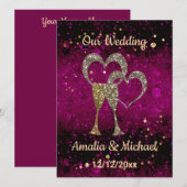 Glitter shine sequinetglazen champagne harten kaart (Voorkant / Achterkant)