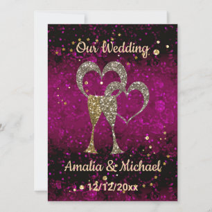 Glitter shine sequinetglazen champagne harten kaart
