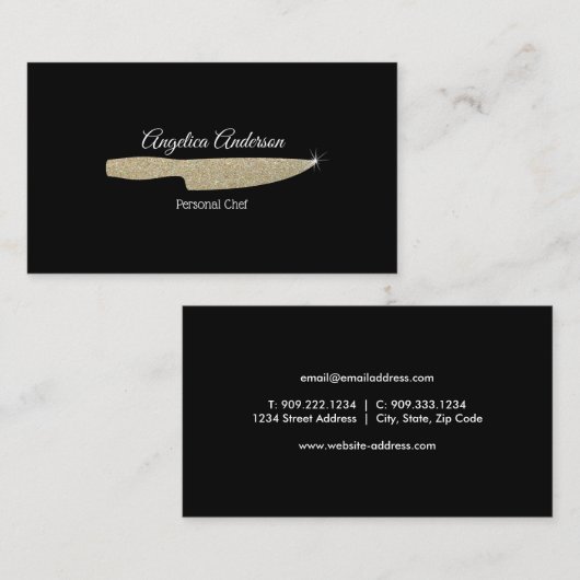 Glitter Shiny Knife Visitekaartje (Voorkant / Achterkant)