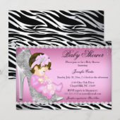 Glitter Shoe Baby Girl Baby shower B Kaart (Voorkant / Achterkant)