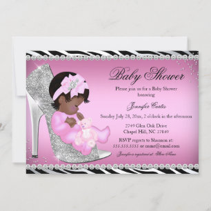 Glitter Shoe & Baby Girl Baby shower uitnodigen Kaart