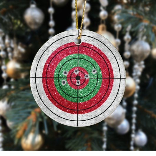 Glitter Shooting Target Pistool Shooter Kerstmis Keramisch Ornament