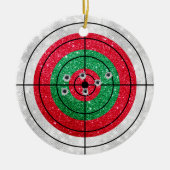 Glitter Shooting Target Pistool Shooter Kerstmis Keramisch Ornament (Voorkant)