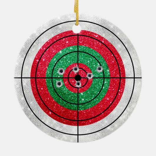 Glitter Shooting Target Pistool Shooter Kerstmis Keramisch Ornament (Achterkant)