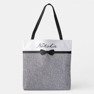 Glitter Silver Black - Aangepast winkelen Tote Bag