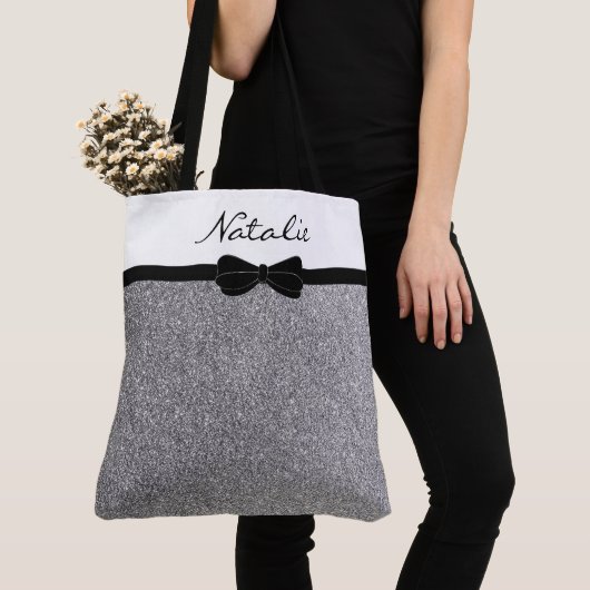 Glitter Silver Black - Aangepast winkelen Tote Bag (Dichtbij)