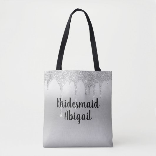 Glitter Silver Bridesmaid Gift Tote Bag (Voorkant)