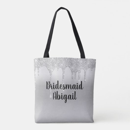 Glitter Silver Bridesmaid Gift Tote Bag (Achterkant)
