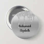 Glitter Silver Bridesmaid, speciaal uitgerold Ronde Button 7,6 Cm (Voorkant /achterkant)