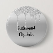 Glitter Silver Bridesmaid, speciaal uitgerold Ronde Button 7,6 Cm (Voorkant)