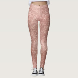Glitter Silver Brush Glam Pink Rose Gold Sparkly Leggings