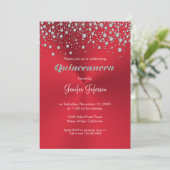 Glitter Silver confetti Quinceanera Uitnodiging (Staand voorkant)