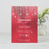 Glitter Silver confetti Quinceanera Uitnodiging (Staand voorkant)