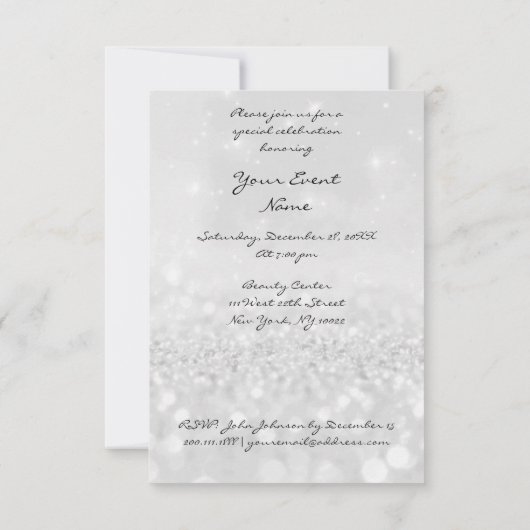 Glitter Silver Diamond Glass Shoes Heels Grey Lux Kaart (Achterkant)