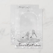 Glitter Silver Diamond Glass Shoes Heels Grey Lux Kaart (Voorkant / Achterkant)