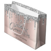 Glitter Silver Drift Roos Gold Tiara Quinceañera Groot Cadeauzakje (Voorkant Gekanteld)