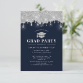 Glitter Silver Drip Pet Afstuderen 2022 Afstudeerd Kaart (Staand voorkant)