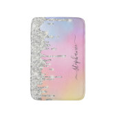 Glitter Silver Drives Regelboog toevoegen Jouw naa Badmat (Voorkant Verticaal)