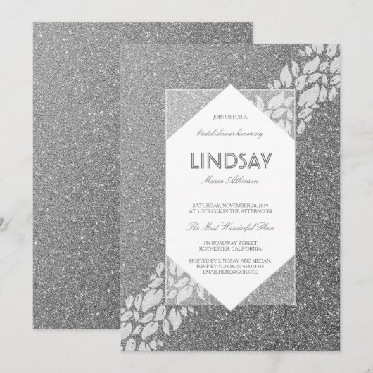 Glitter Silver Elegant  Fab Vrijgezellenfeest Kaart (Voorkant / Achterkant)